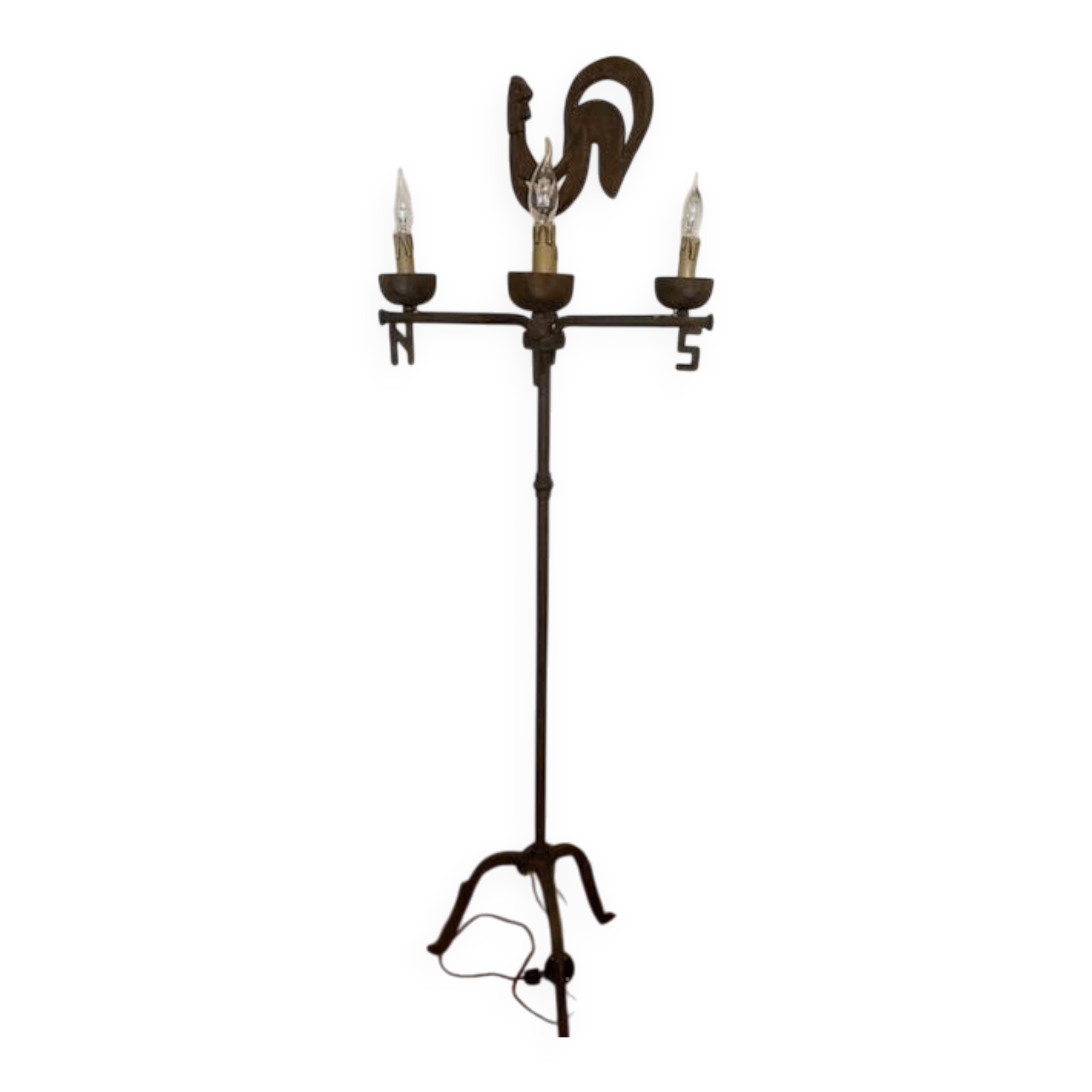Lampadaire girouette en fer forgé Jean Touret