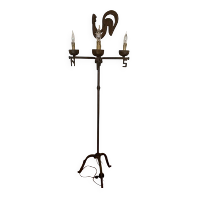 Lampadaire girouette en fer forgé Jean Touret