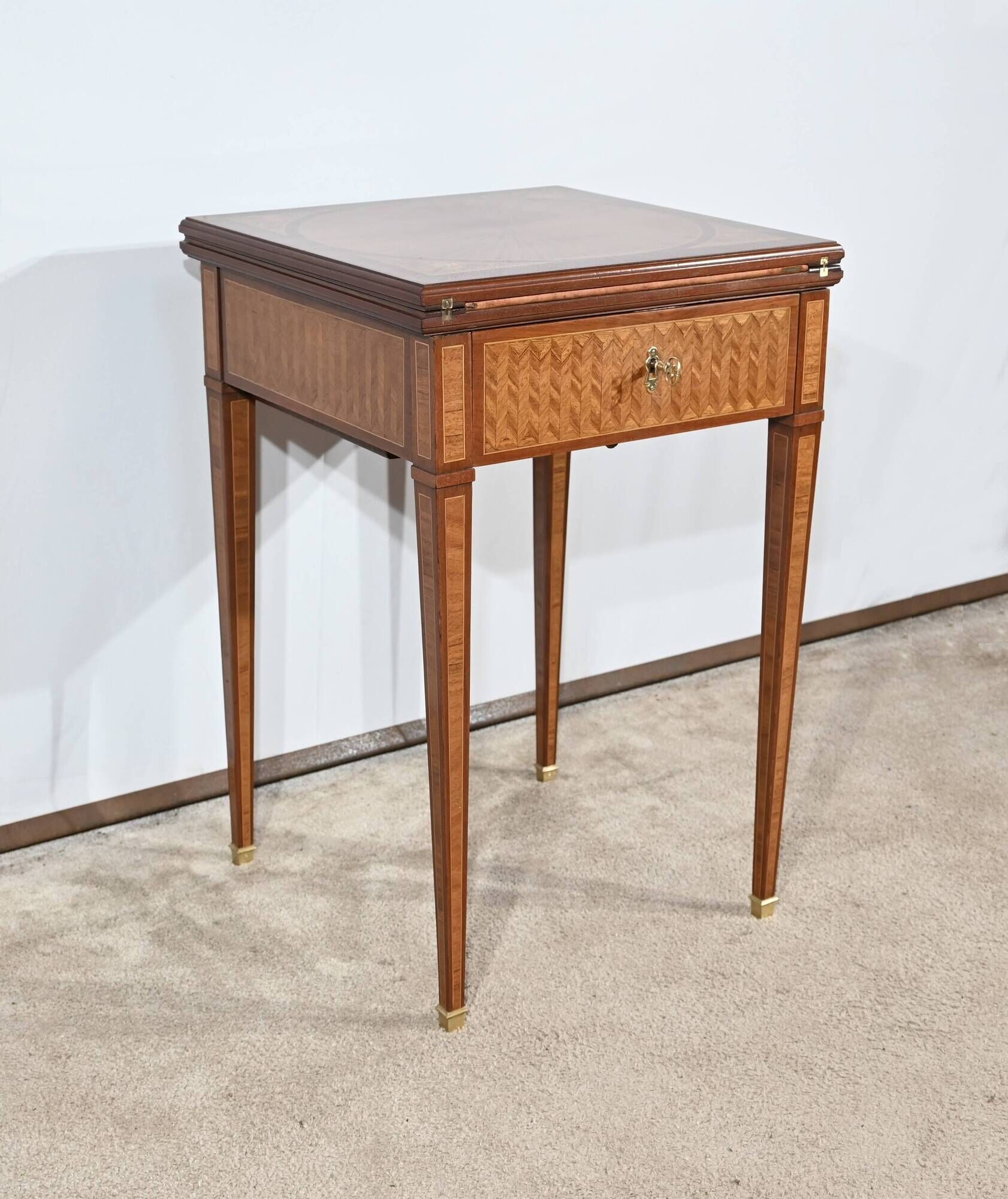 Mahogany and marquetry games table, Art Nouveau, 1920