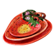 Coupelles, plats en barbotine fraise sur pieds