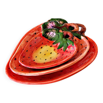 Strawberry slip bowls and dishes on feet