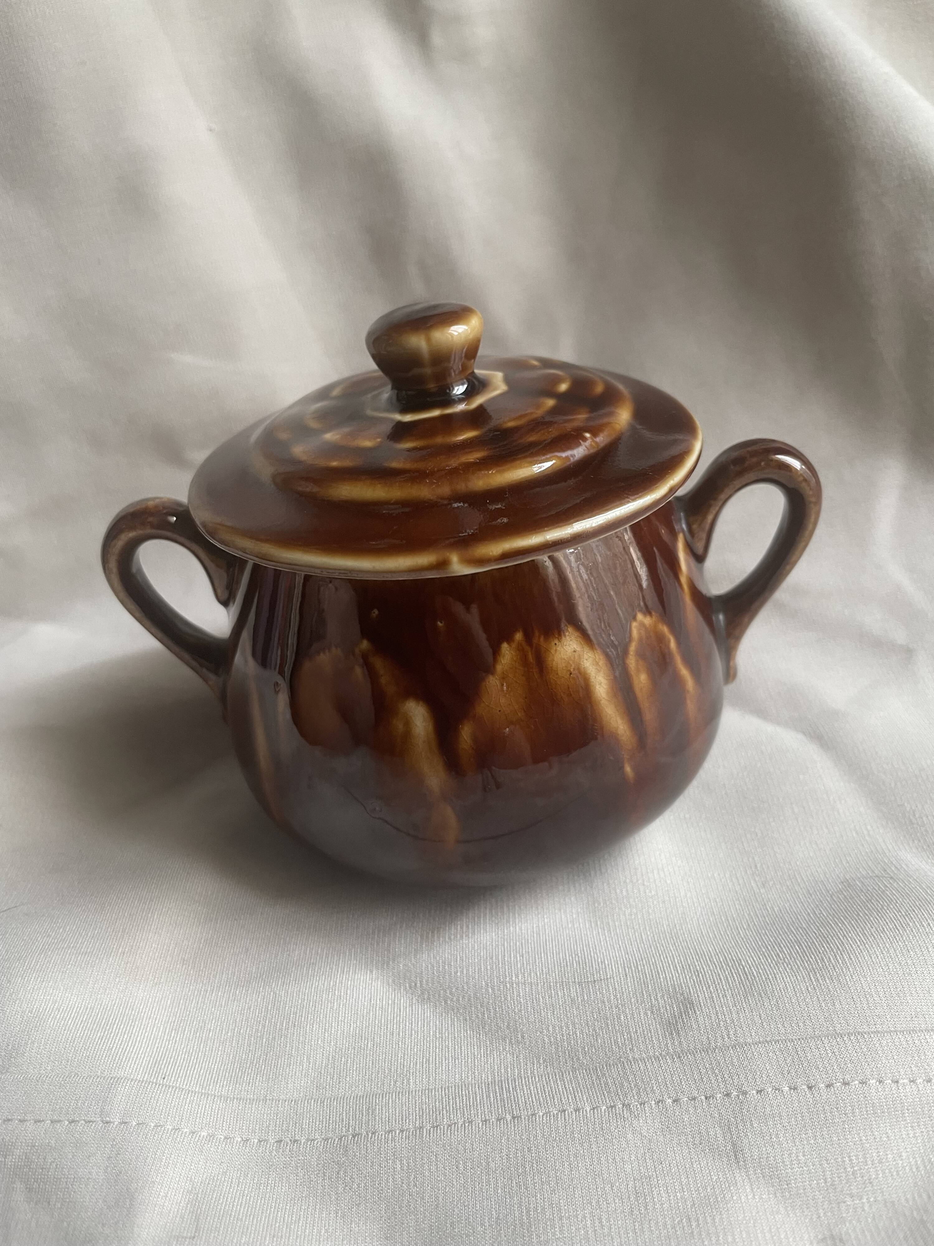 Vintage Belgian earthenware sugar bowl