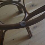 Table ronde rotin et verre