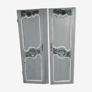 Pair of old Louis Xv doors painted patinated