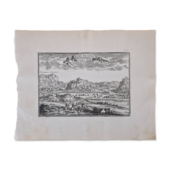 Gravure sur cuivre XVIIème siècle  "Fort de Joux"  Par Sébastien de Pontault de Beaulieu (1612-1674)