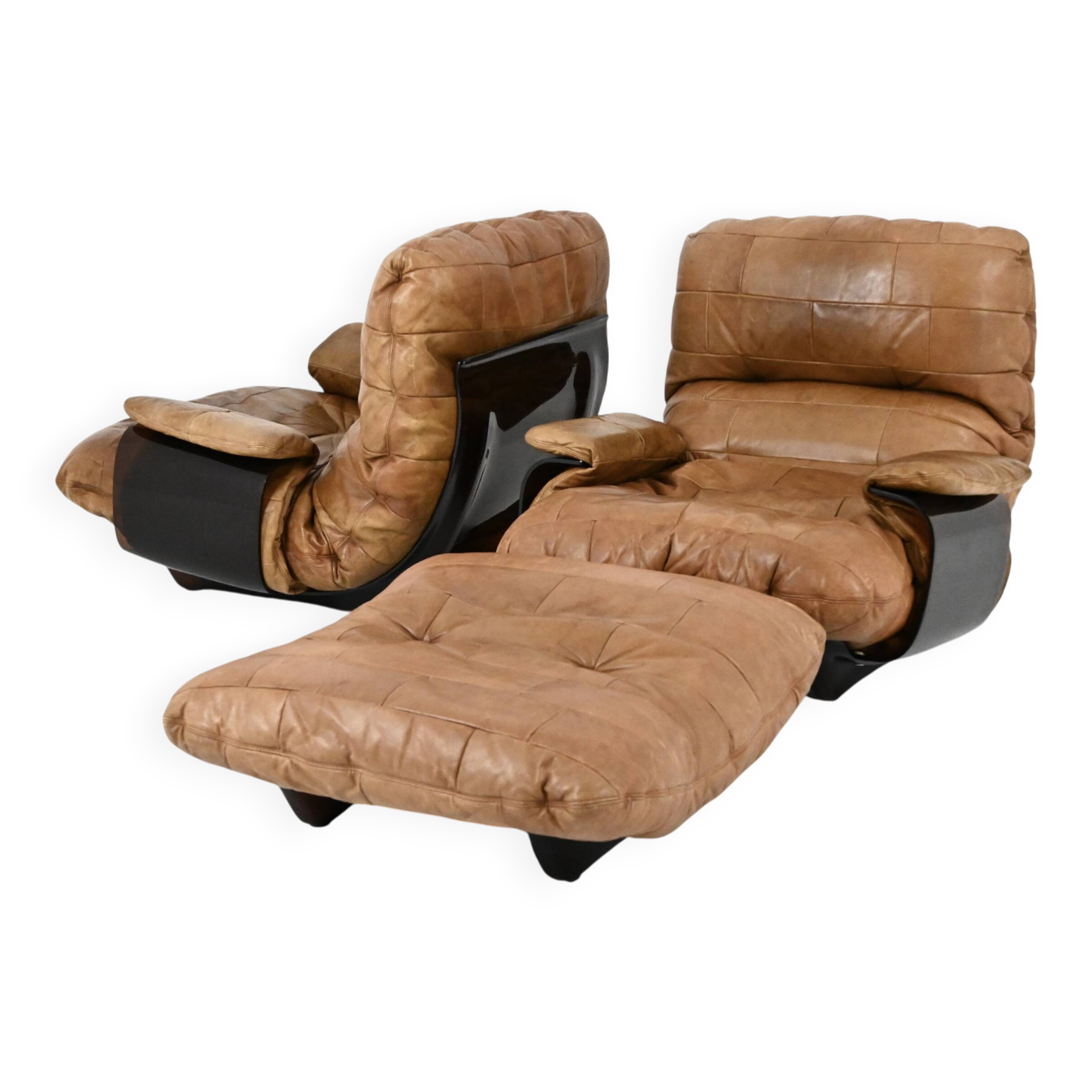 "Marsala" armchairs and poufs by Michel Ducaroy for Ligne Roset, years