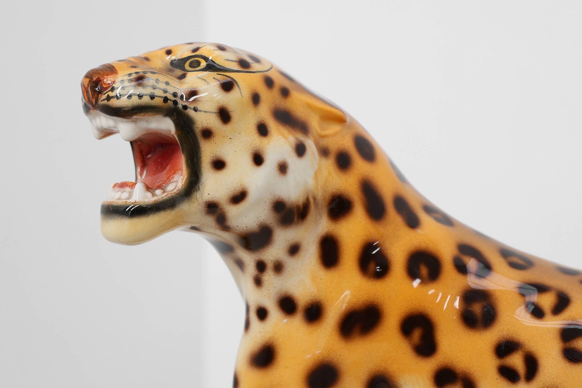 Hand‑Painted Ceramic Leopard Sculpture by Giovanni Rozan, Italy ca. 1950