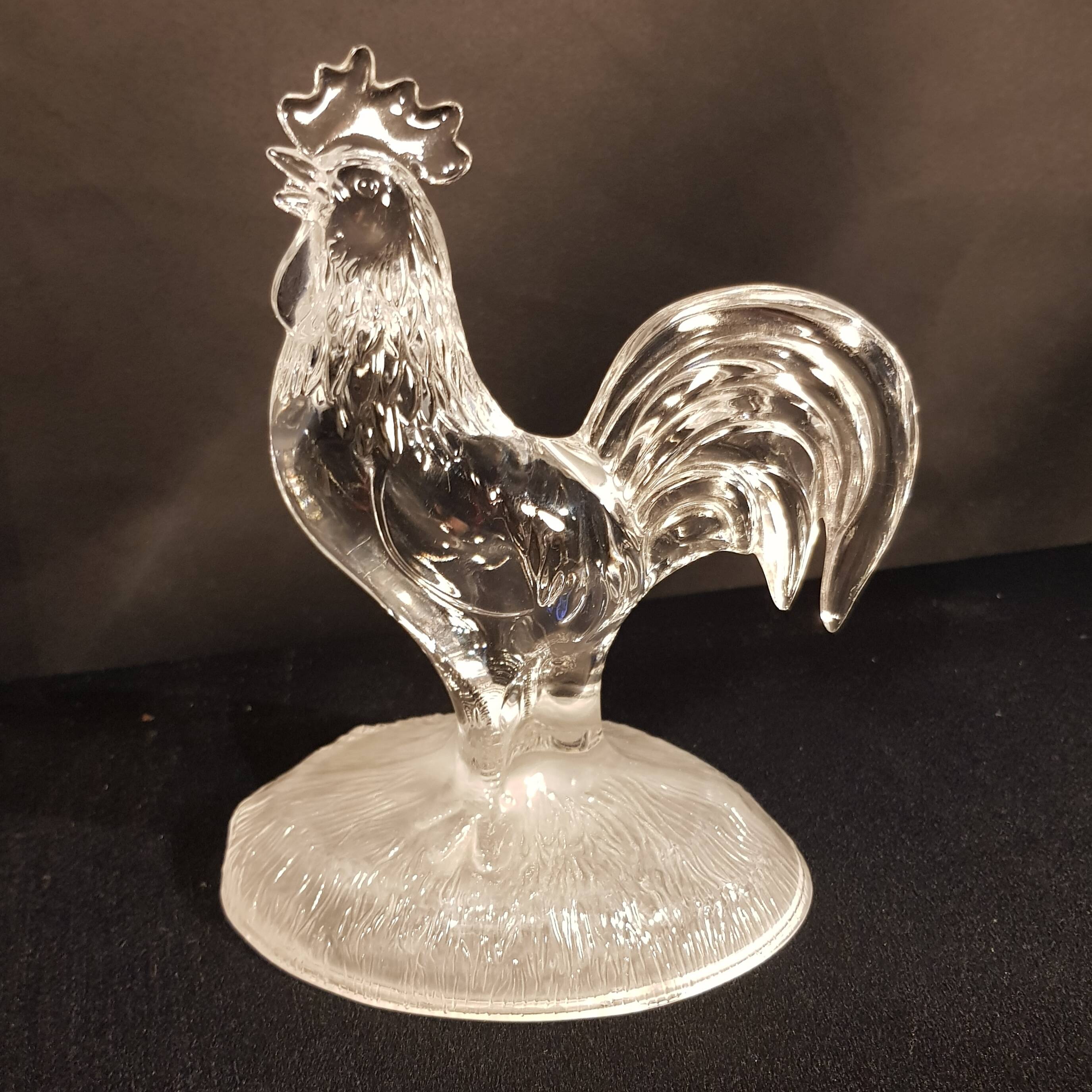 Glass rooster paperweight