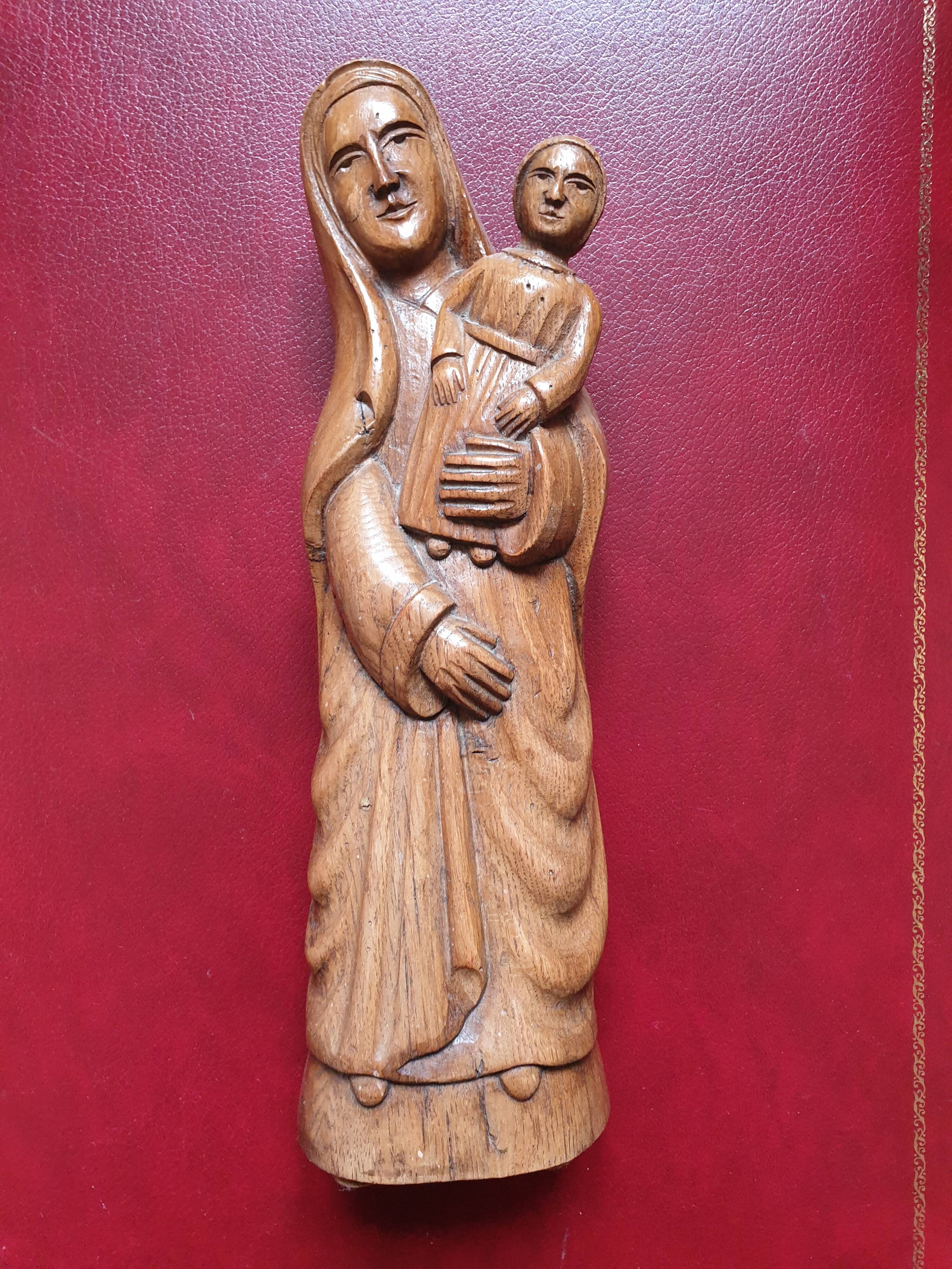 Holy Virgin and Child in wood 31 cm popular art late 19th century early 20th century
