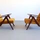 Mid century easy armchairs model B310 Var in velvet