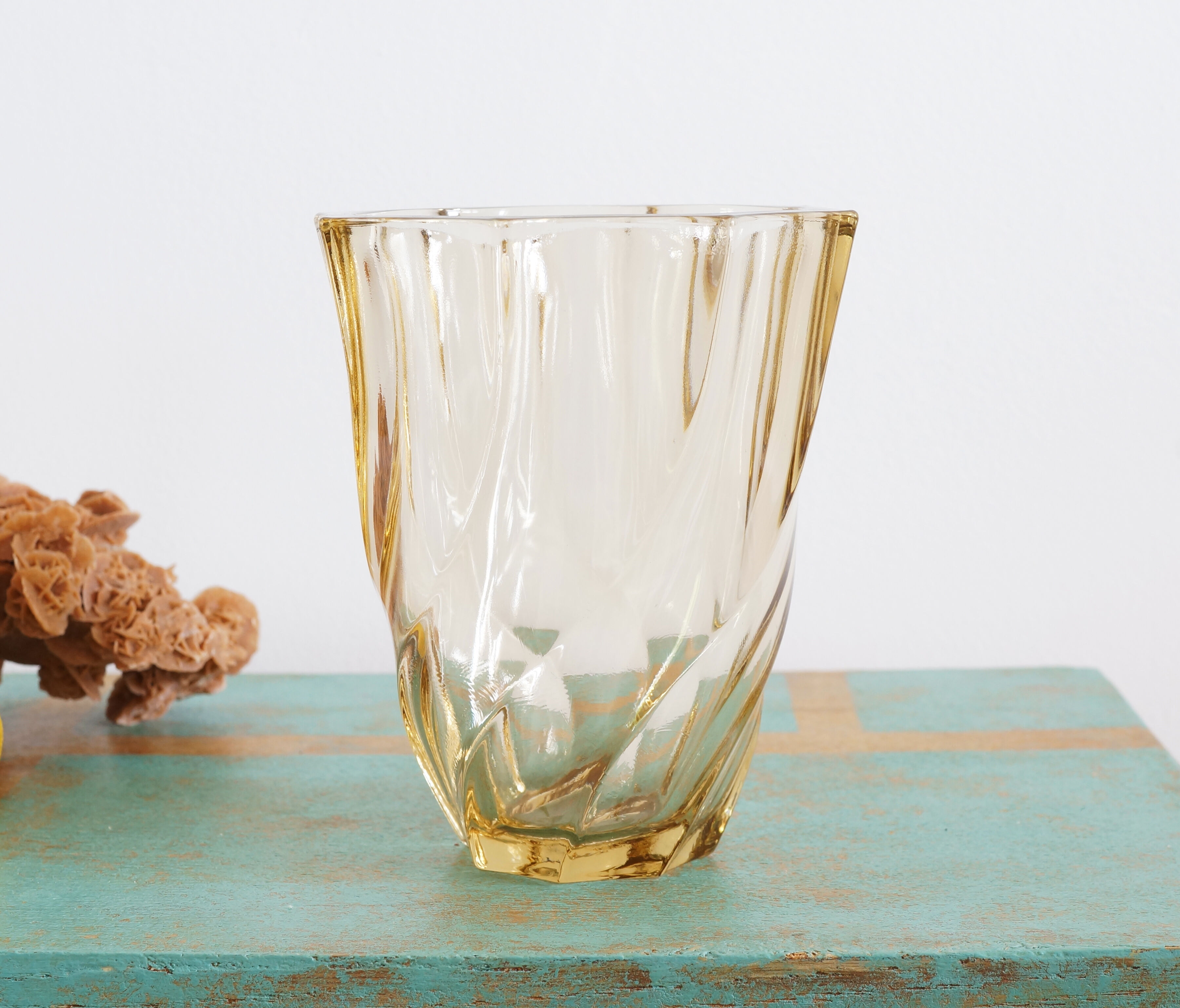 70s smoked glass vase