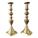 Pair of antique solid brass candlesticks