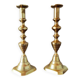 Pair of antique solid brass candlesticks