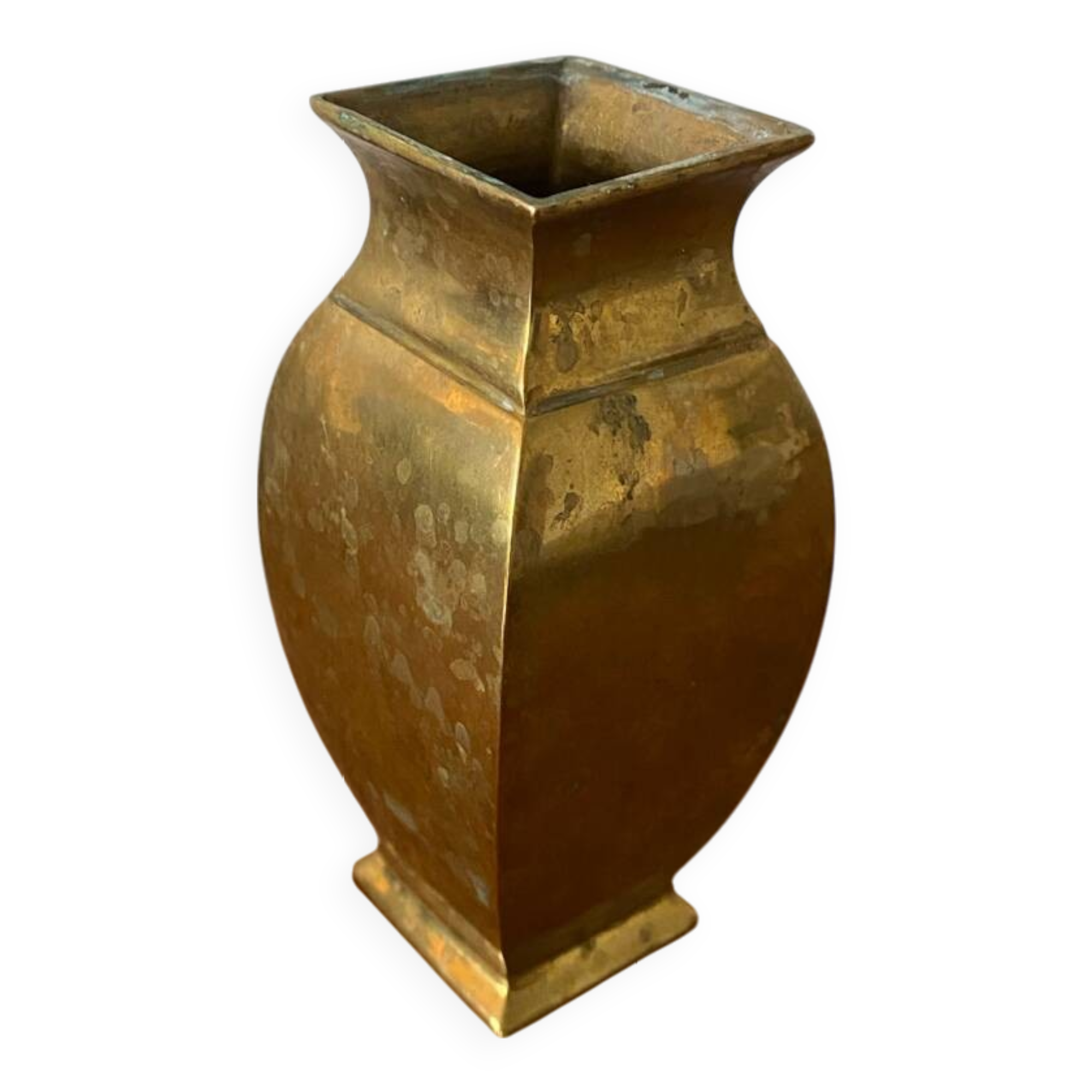 Antique deknudt style solid brass vase vintage #b972