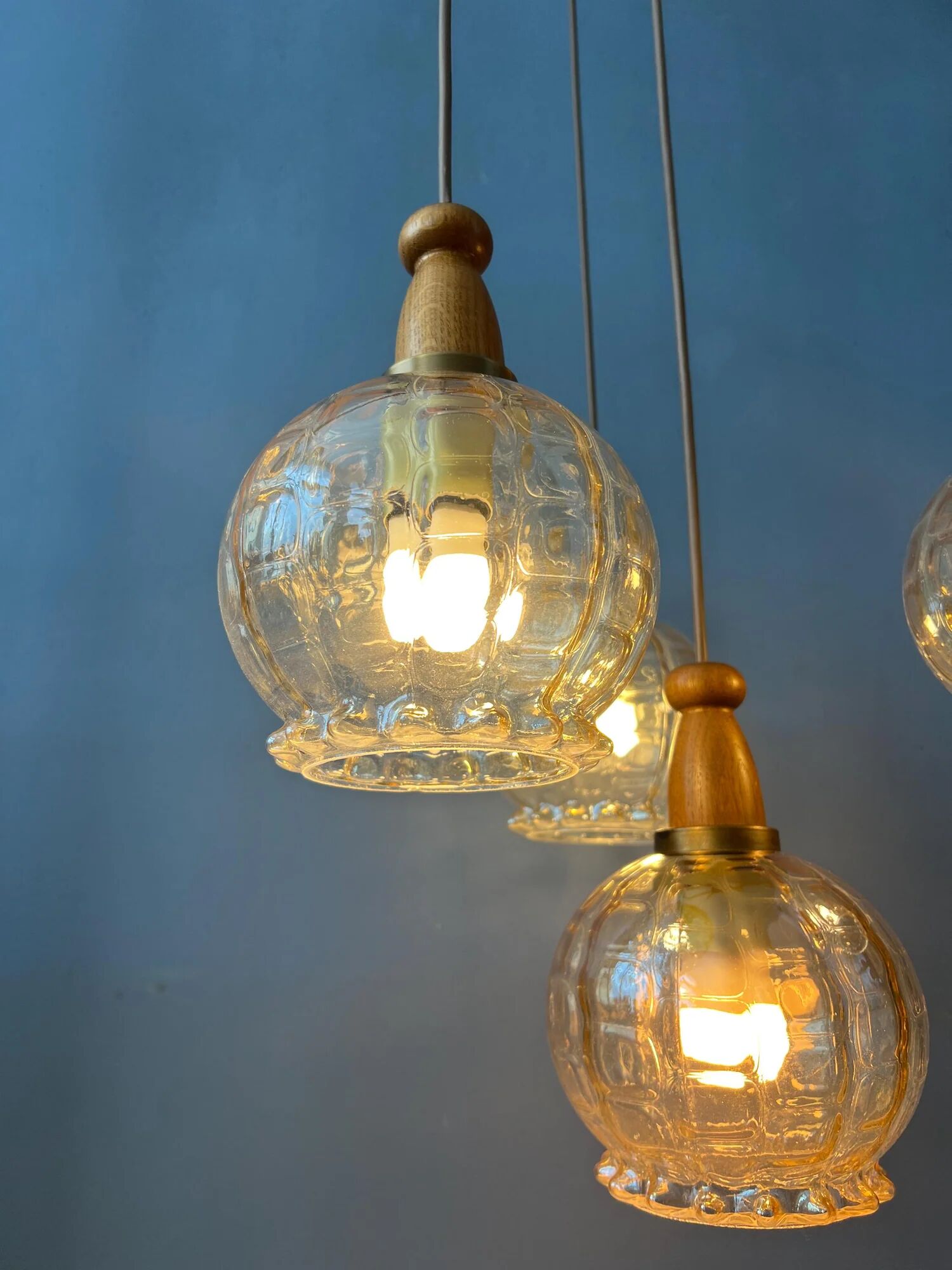 Vintage Hustadt Leuchten glass cascade pendant lamp