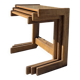Set 3 nesting tables oak veneer 1970s brutalist