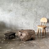 Small child's chair in natural blond teak back with three bars