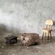 Small child's chair in natural blond teak back with three bars