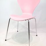Set of 6 Series 7 chairs - Model 3107 - Series 7 chair - lacquered in pink - Arne Jacobsen - Fritz Hansen.