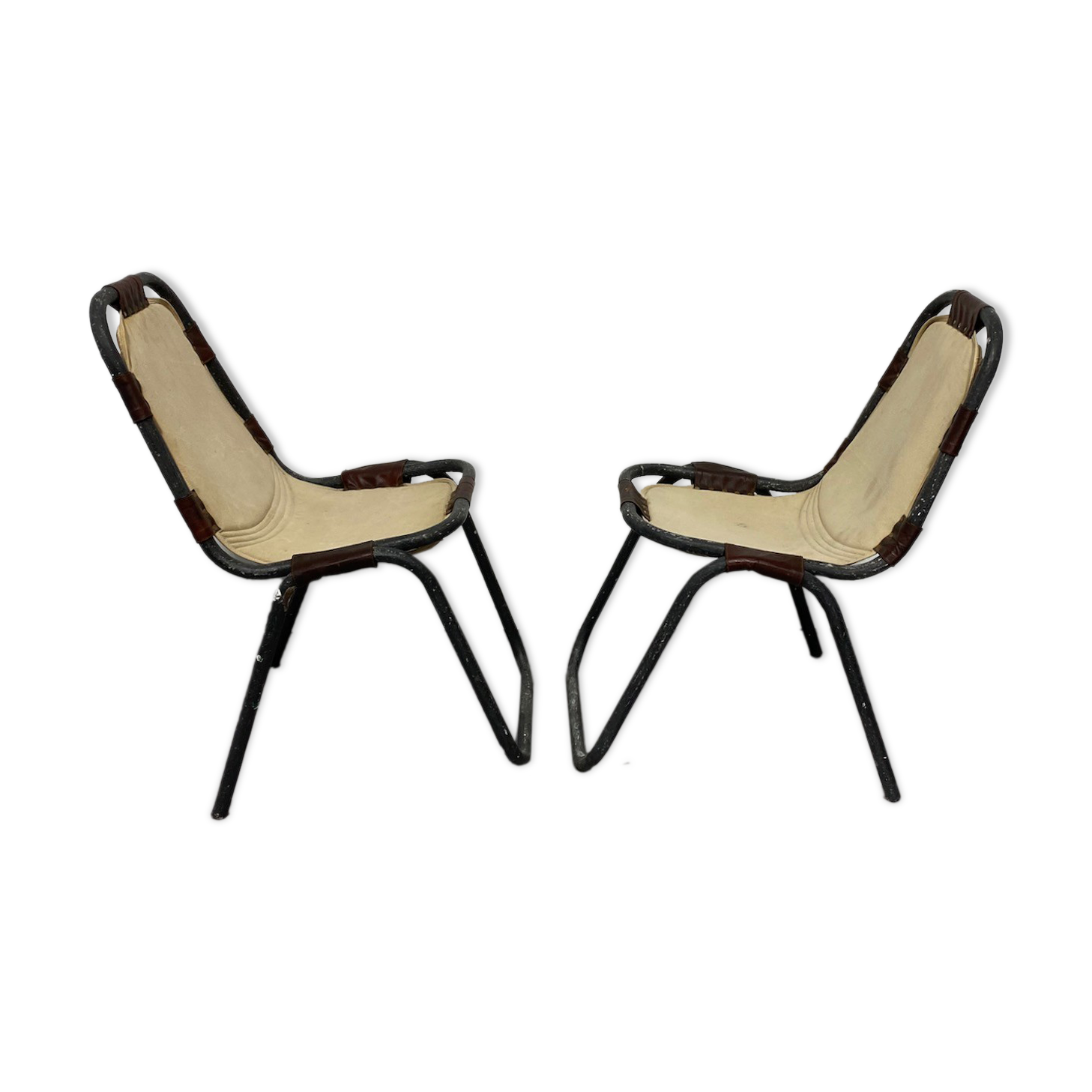 Pair of iron tube chairs