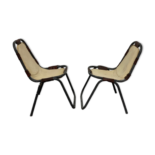 Paire de chaises tubulaires en fer