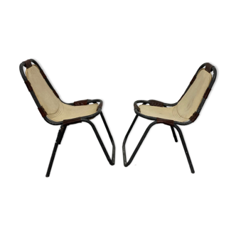 Pair of iron tube chairs