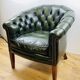 Fauteuil Chesterfield en cuir vert anglais