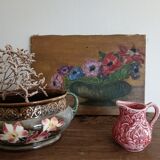 Painting still life with bouquet of flowers