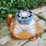 Porte plante tortue en céramique émaillée, 1980