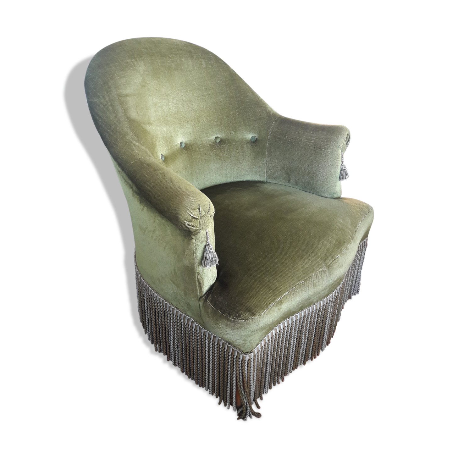 Green velvet toad chair