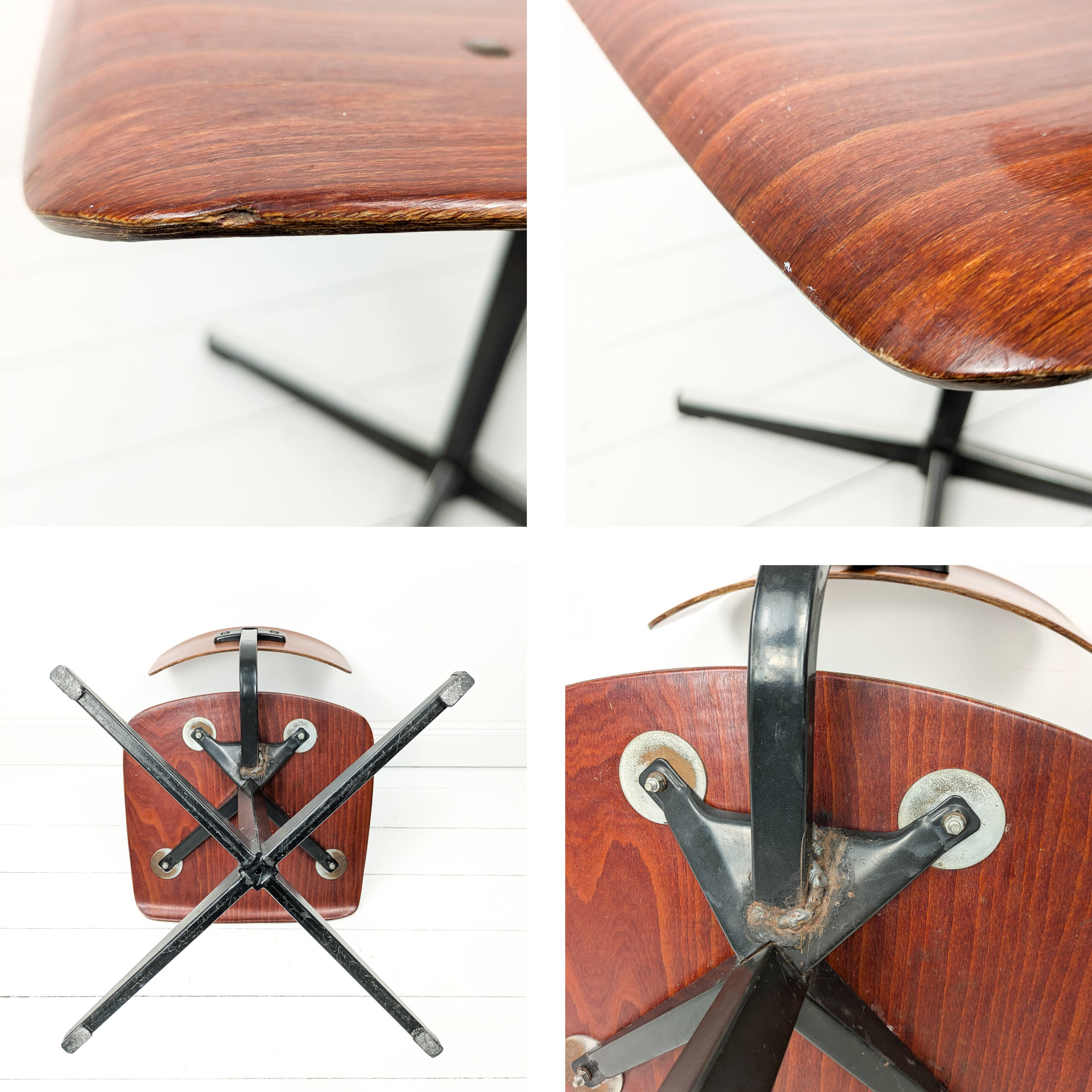 Mid Century Chaise d'école Chaise enfant Bois Métal Vintage Rétro Chambre d'enfants Boussole Pied Sk