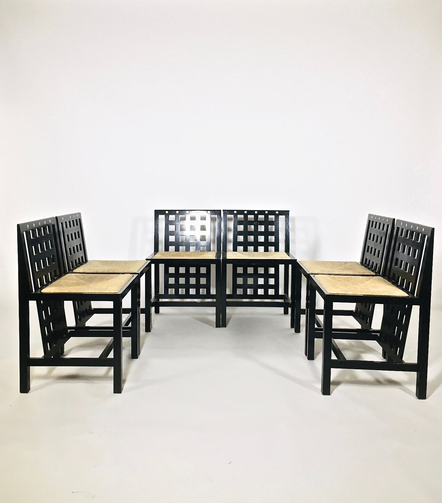 Suite of 6 chairs "Hill House" by Charles Rennie Mackintosh, Cassina edition