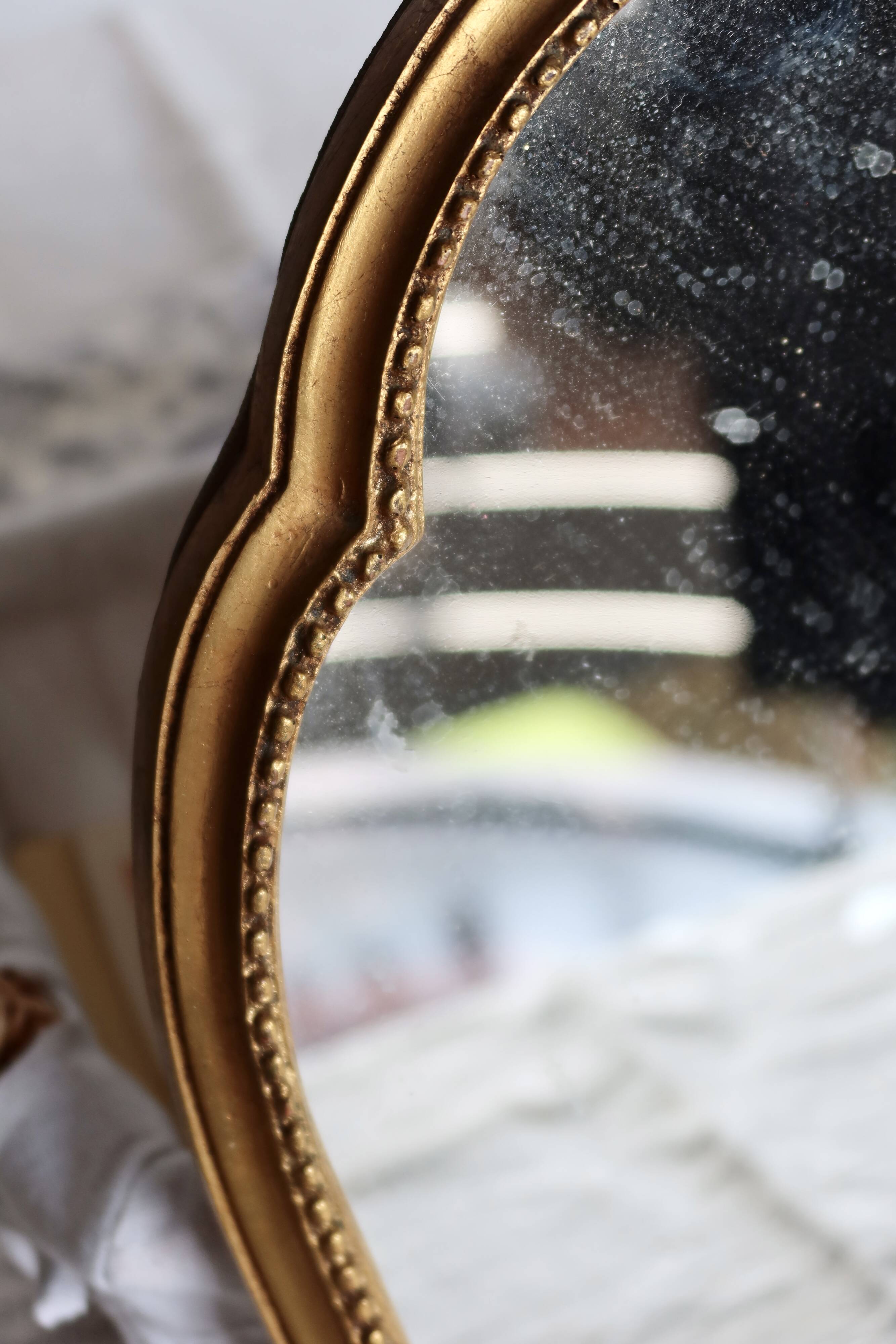 Antique baroque gilded wooden mirror – Pitted glass