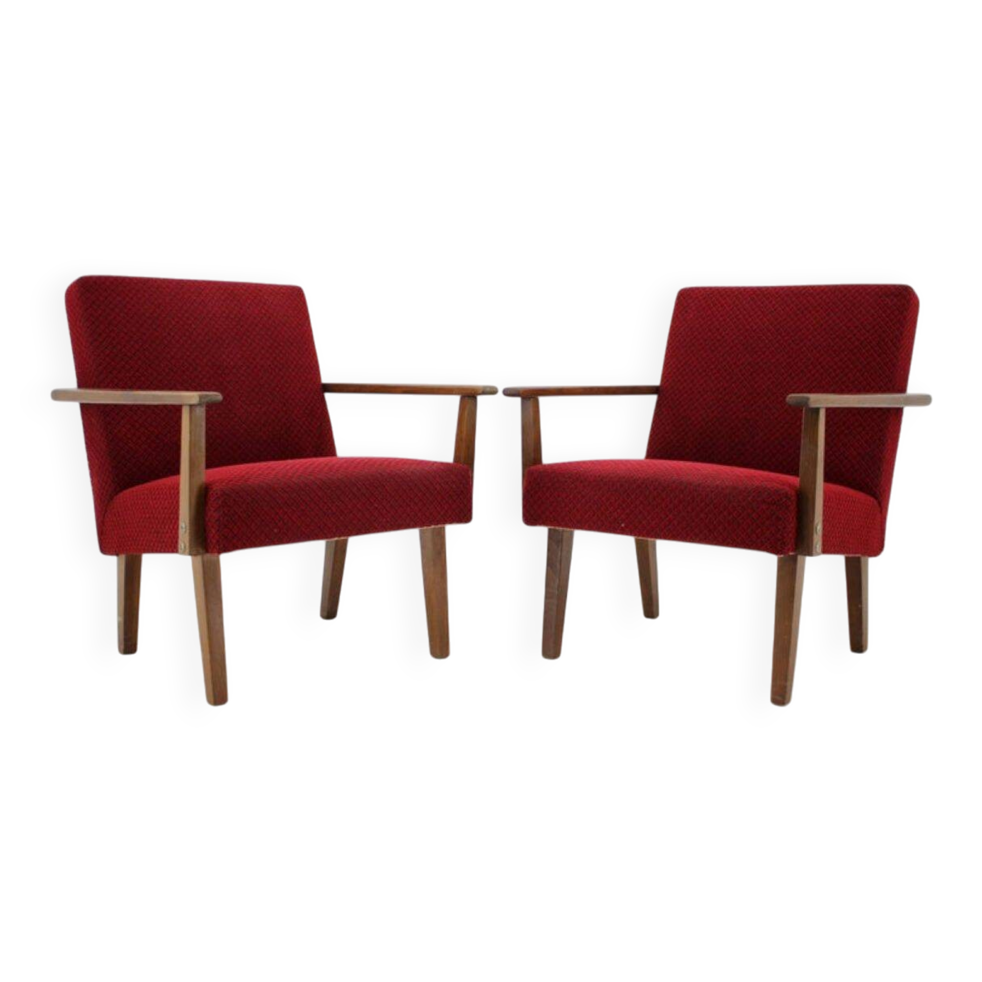 Pair of 1960s Mid-Century Modern Beech Armchairs from Czechoslovakia