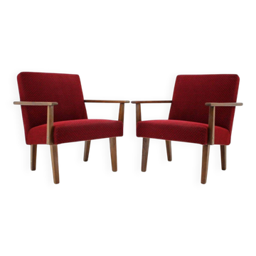 Pair of 1960s Mid-Century Modern Beech Armchairs from Czechoslovakia