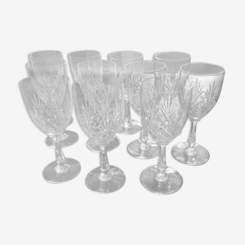 Set of 11 Saint Louis crystal wine glasses