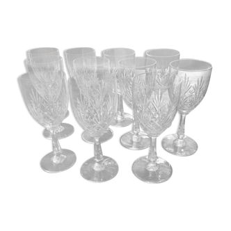 Lot de 11 verres à vin en cristal Saint Louis