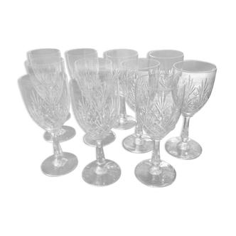 Set of 11 Saint Louis crystal wine glasses