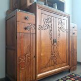 Art Deco sideboard with marble tops, antique dresser, display cabinet