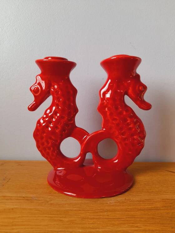 Ceramic seahorse candlestick by Bitossi