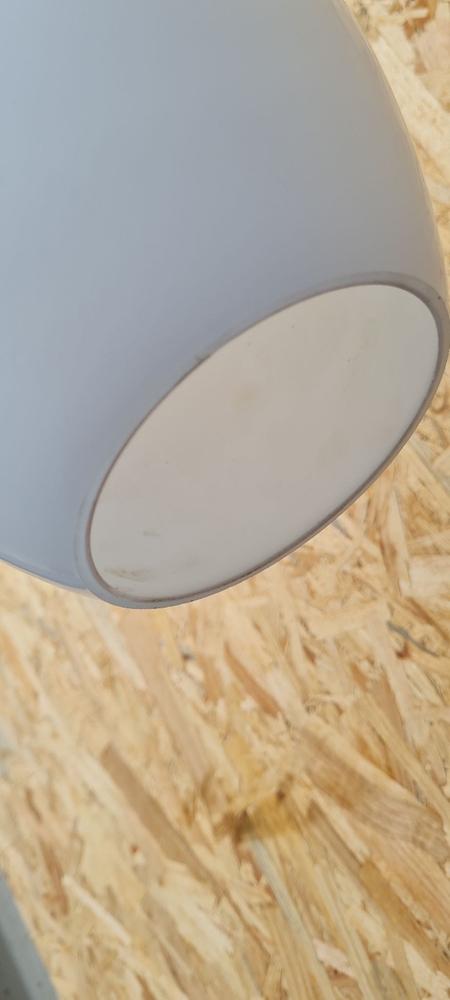 Oval pendant light in white opaline 1960