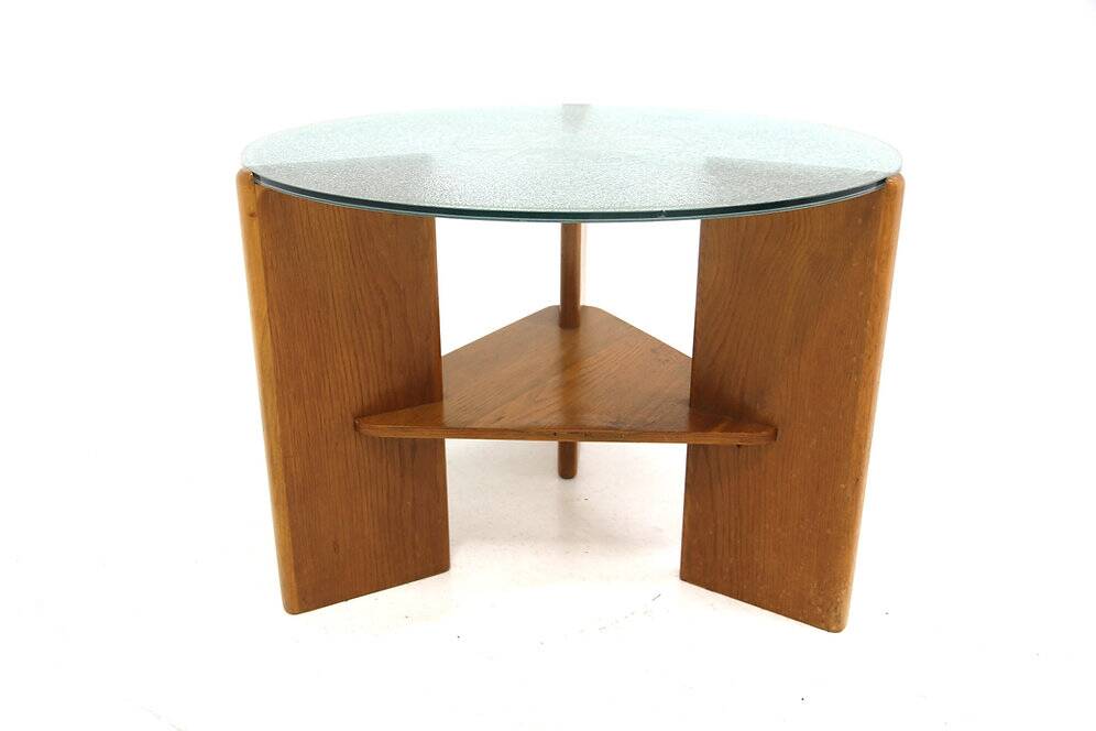 Glass and elm coffee table, Denmark, 1940