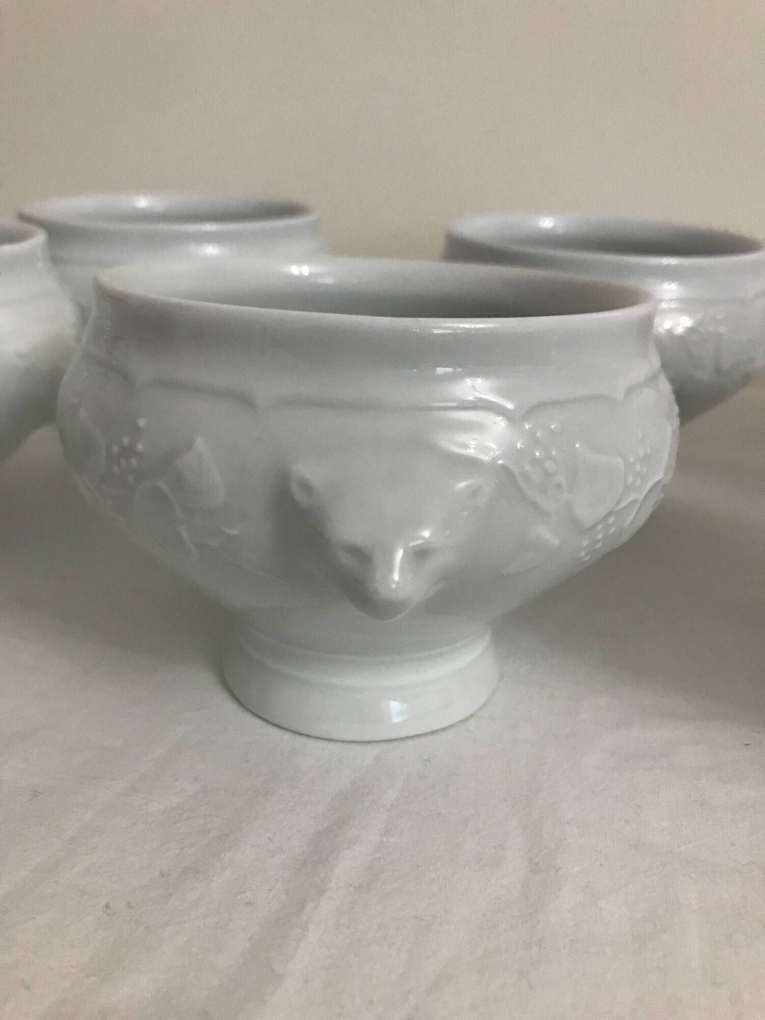 6 white porcelain broth bowls Wild Ivy