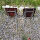 Pair plastilux chrome metal chair & formica + plate 50s vintage