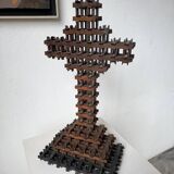Crucifix sculpture Tramp Art 1900