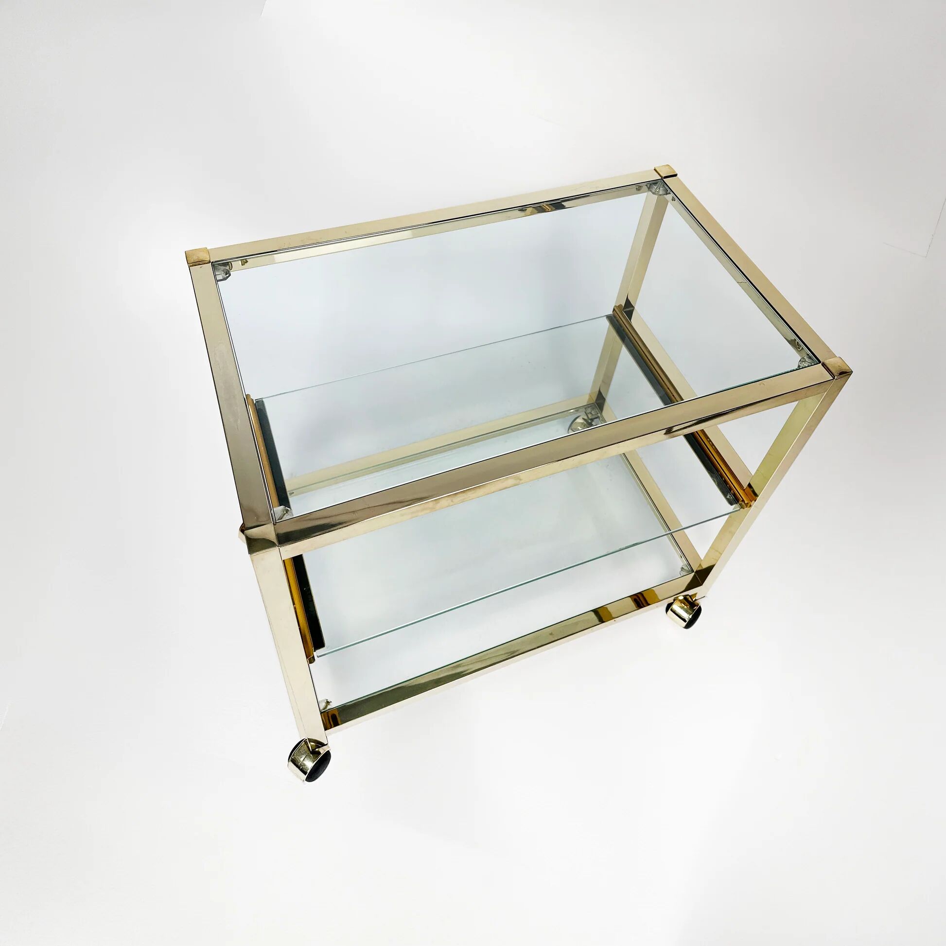 Vintage chrome and gold side table from the 1980s.