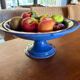Vintage blue fruit bowl 1980s enamelled stoneware