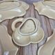 Vintage aperitif service 5 leaf bowls – Poët Laval art ceramics – gilding
