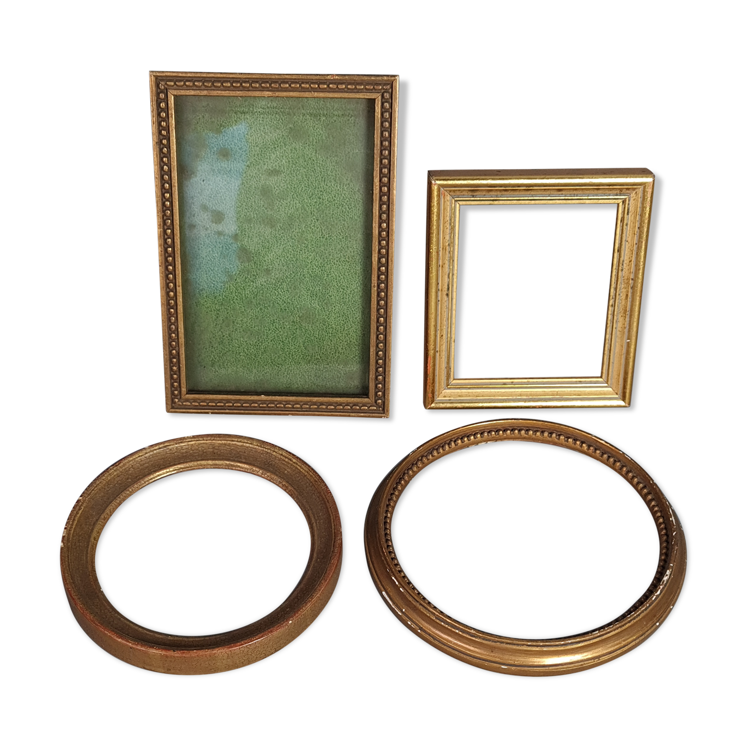 Set of 6 frames old carved wood gilded stucco wood around 1900 & various SB