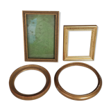 Set of 6 frames old carved wood gilded stucco wood around 1900 & various SB